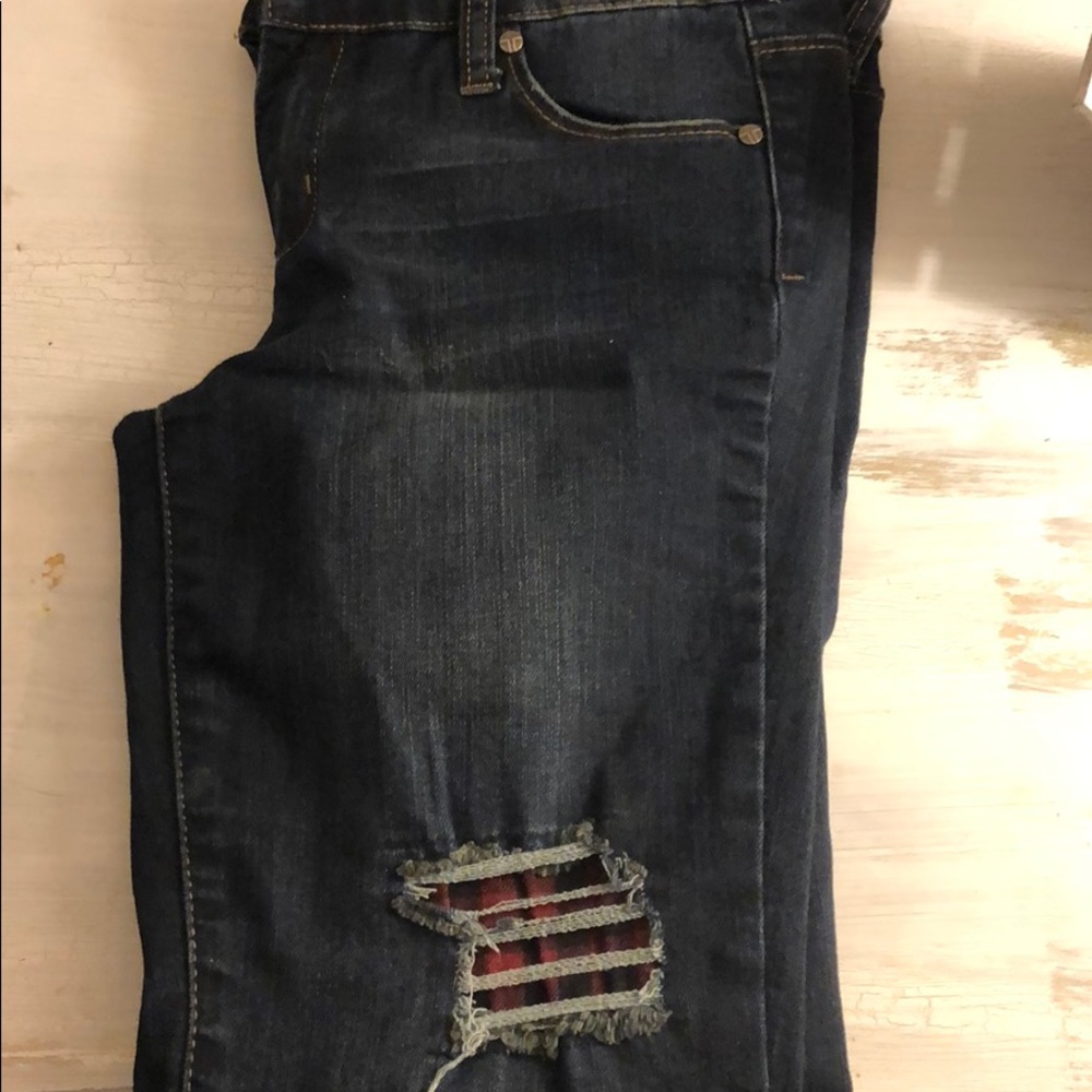 Jean with flannel patches